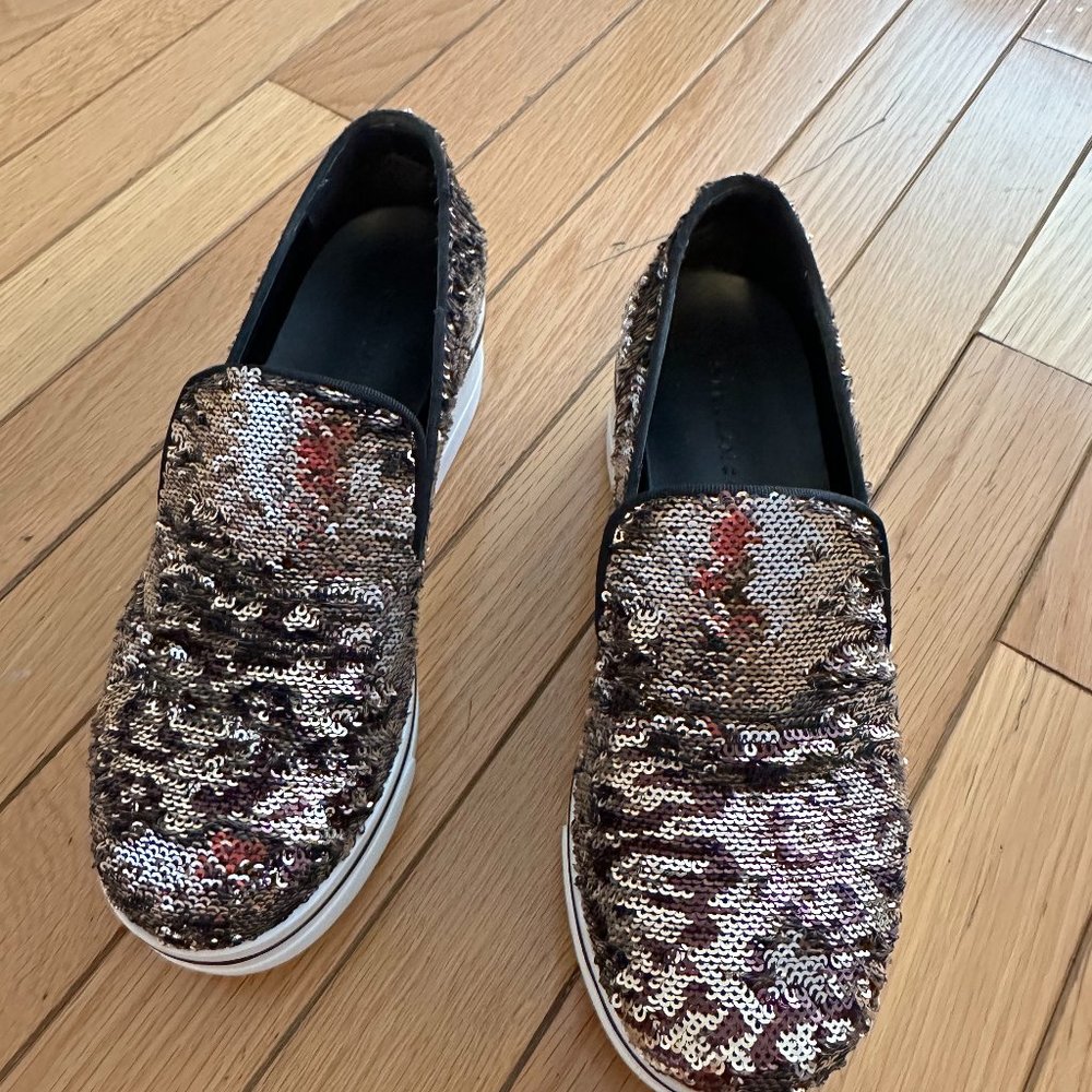 STELLA MCCARTNEY Gold Animal Print Wedge Sneakers